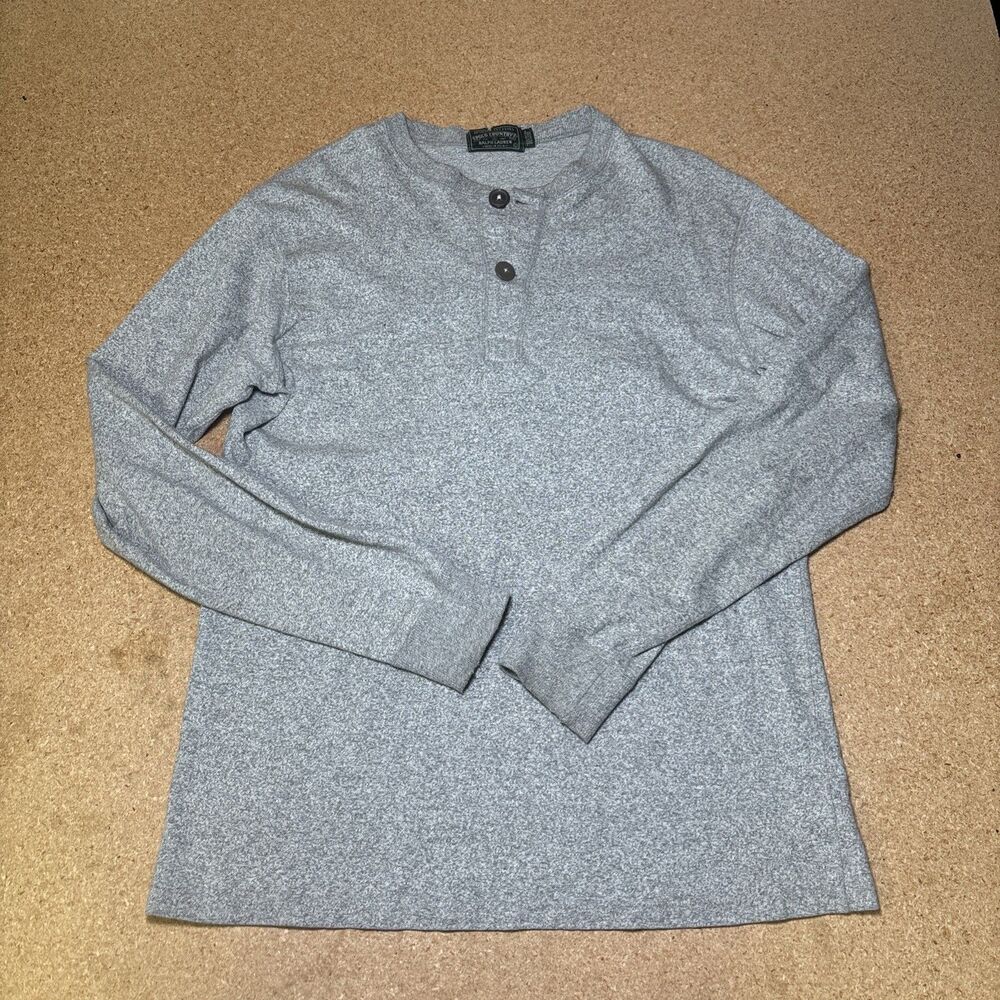Polo Country Ralph Lauren Cotton/Wool Henley Long Sleeve Gray Large